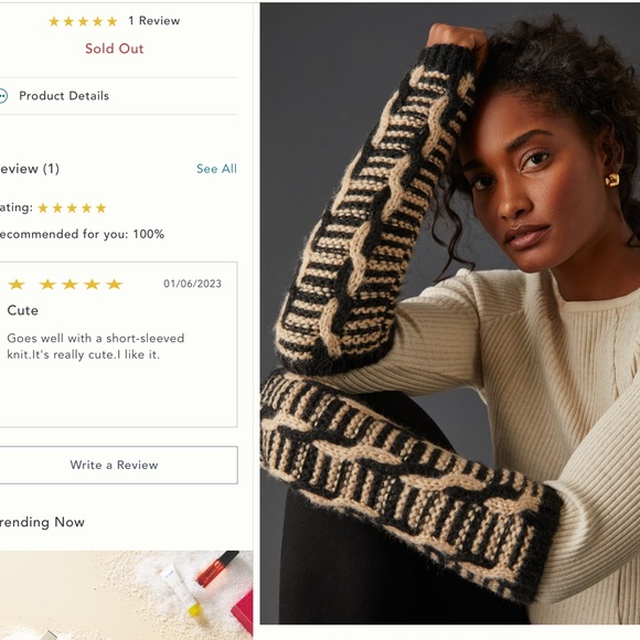 Anthropologie RARE Long Fingerless Gloves / Cable-Knit Sleeves - Picture 5 of 16